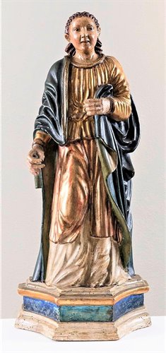 Sculpture saint Martyr en bois polychrome et doré